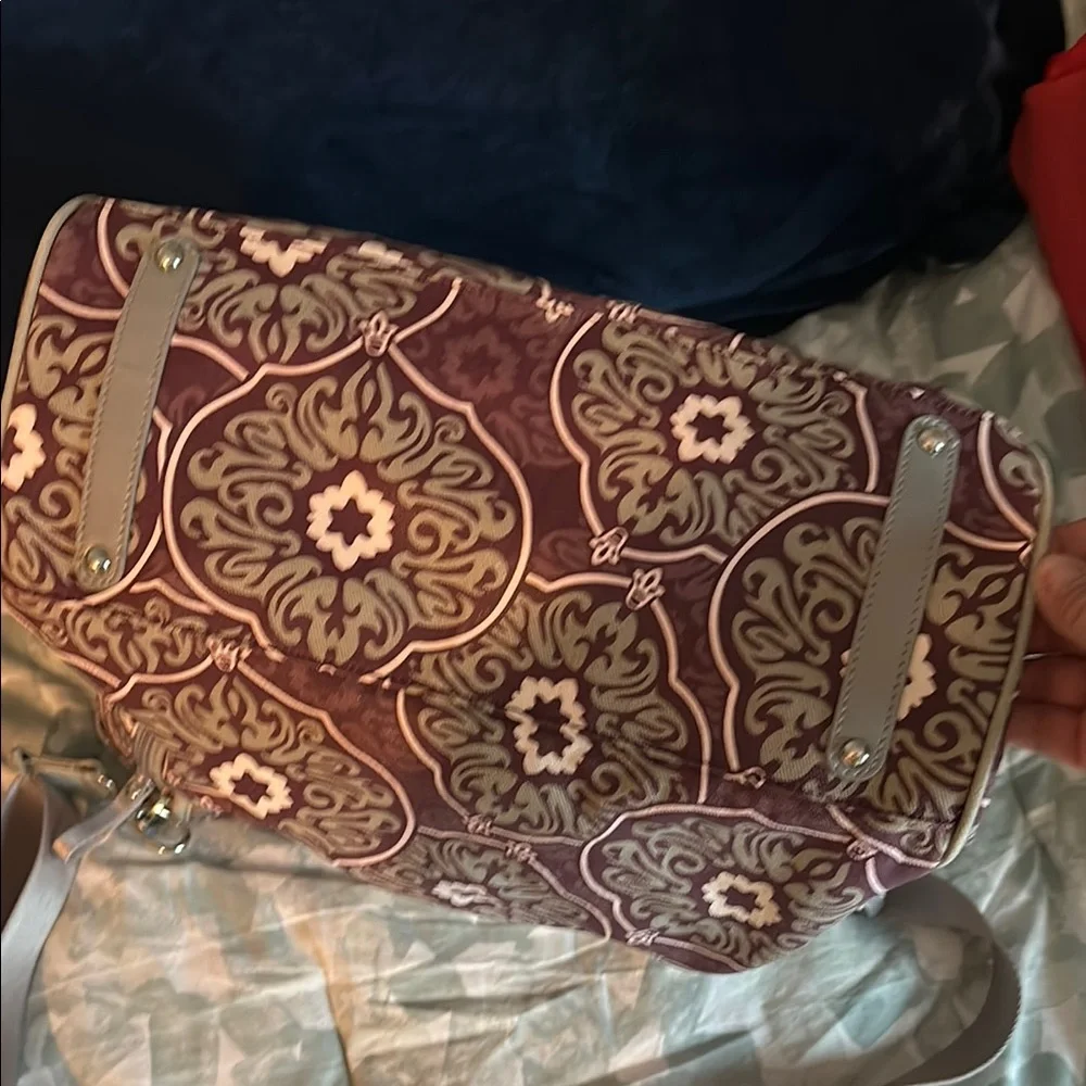 Pottery, barn, kids, Stylish Patterned Diaper Bag - Purple and Gray